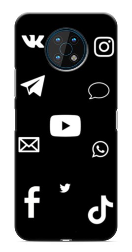 Чехол с принтом "Белые иконки" для Nokia G50