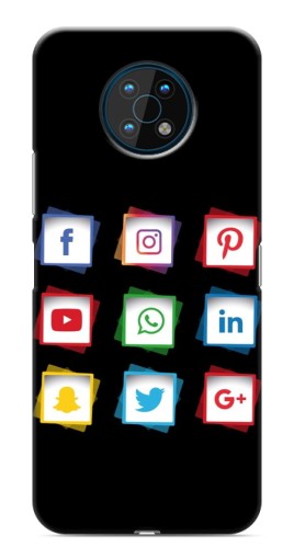 Силиконовый чехол с изображением "Иконки на черном" для Nokia G50