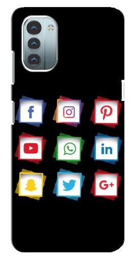 Чехол с печатью "Иконки на черном" для Nokia G21