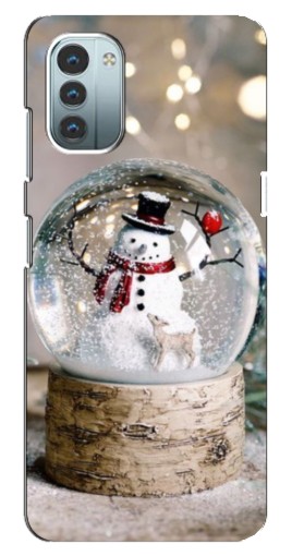 Чехол с печатью "Снеговик в шаре" для Nokia G21