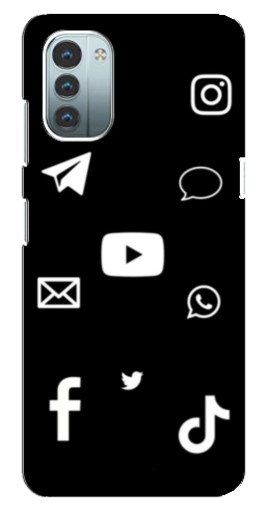 Чехол с печатью "Белые иконки" для Nokia G11