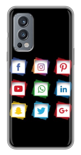 Чехол с печатью "Иконки на черном" для OnePlus Nord 2