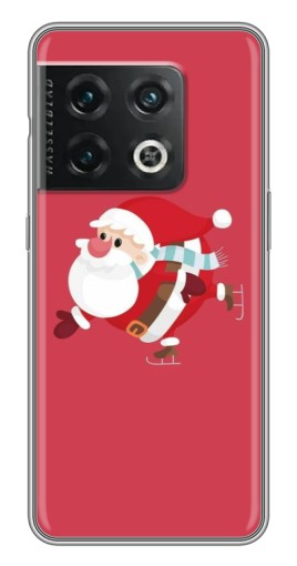 Силиконовый чехол с изображением "Дед Мороз на коньках" для OnePlus 10 Pro