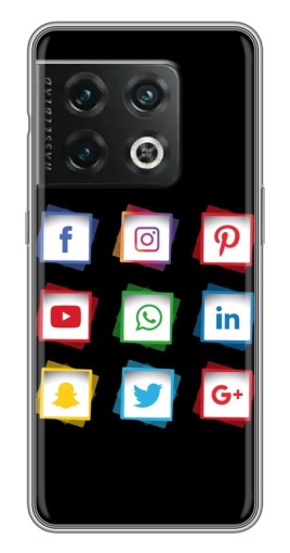 Силиконовый чехол с изображением "Иконки на черном" для OnePlus 10 Pro