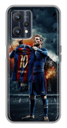 Чехол с картинкой "Месси с футболкой" для Realme 9
