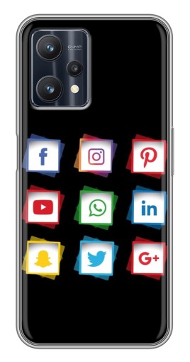 Чехол с картинкой "Иконки на черном" для Realme 9 Pro