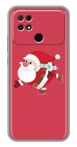Чехол с картинкой "Дед Мороз на коньках" для Xiaomi POCO C40