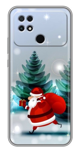 Чехол с печатью "Дед Мороз с подарком" для Xiaomi POCO C40
