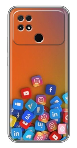 Чехол с печатью "Иконки соц сетей" для Xiaomi POCO C40