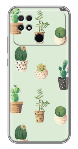 Чехол с картинкой "Кактусы в горшочках " для Xiaomi POCO C40
