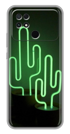 Чехол с картинкой "Неоновый кактус" для Xiaomi POCO C40
