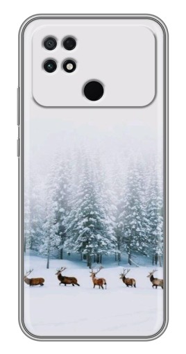 Чехол с картинкой "Олени в лесу" для Xiaomi POCO C40