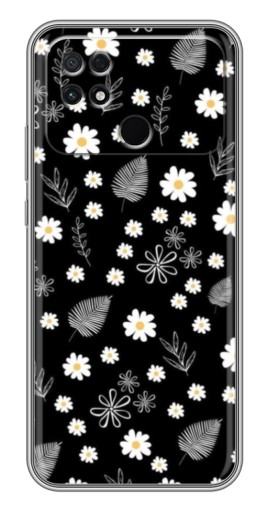 Чехол с картинкой "Ромашки на черном" для Xiaomi POCO C40
