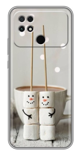 Чехол с картинкой "Снеговики из зефира" для Xiaomi POCO C40