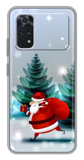 Силиконовый чехол с изображением "Дед Мороз с подарком" для Xiaomi POCO M4 Pro 4G