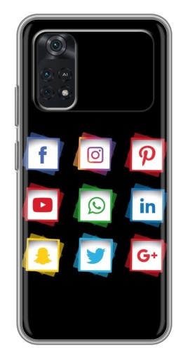 Чехол с картинкой "Иконки на черном" для Xiaomi POCO M4 Pro 4G