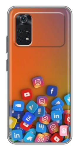 Чехол с картинкой "Иконки соц сетей" для Xiaomi POCO M4 Pro 4G