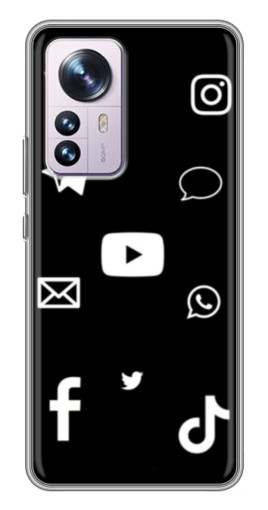 Силиконовый чехол с изображением "Белые иконки" для Xiaomi 12 / 12X