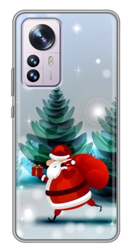 Чехол с картинкой "Дед Мороз с подарком" для Xiaomi 12 / 12X
