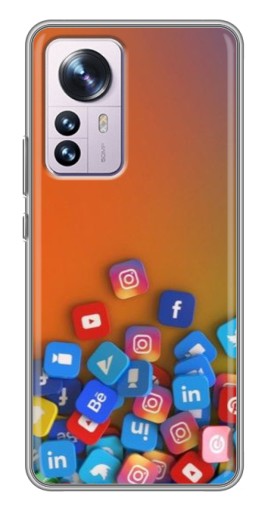 Чехол с картинкой "Иконки соц сетей" для Xiaomi 12 / 12X