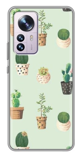 Чехол с картинкой "Кактусы в горшочках " для Xiaomi 12 / 12X