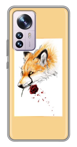 Чехол с картинкой "Лиса с розой" для Xiaomi 12 / 12X