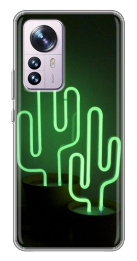 Чехол с картинкой "Неоновый кактус" для Xiaomi 12 / 12X
