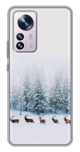 Чехол с картинкой "Олени в лесу" для Xiaomi 12 / 12X