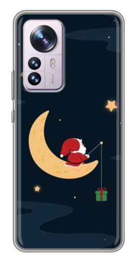 Силиконовый чехол с изображением "Санта на луне" для Xiaomi 12 / 12X