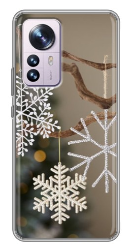 Чехол с картинкой "Снежинки на ветке" для Xiaomi 12 / 12X