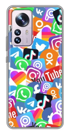 Силиконовый чехол с изображением "Яркие иконки" для Xiaomi 12 / 12X