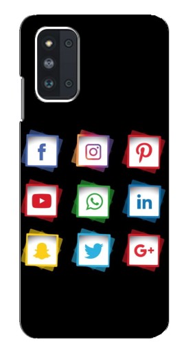 Чехол с печатью "Иконки на черном" для Samsung Galaxy F52 5G (E526)