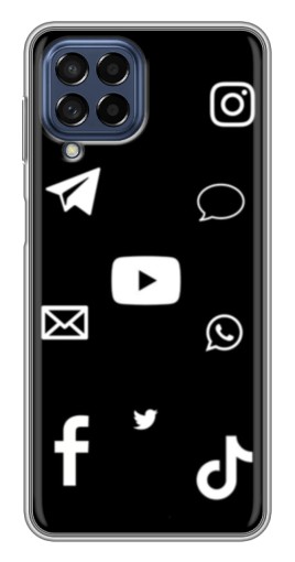 Чехол с картинкой "Белые иконки" для Samsung Galaxy M53 (5G) (M536B)