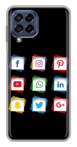 Силиконовый чехол с изображением "Иконки на черном" для Samsung Galaxy M53 (5G) (M536B)