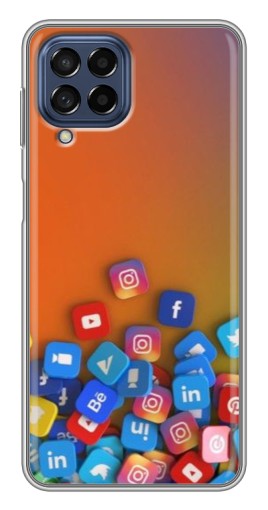 Силиконовый чехол с изображением "Иконки соц сетей" для Samsung Galaxy M53 (5G) (M536B)