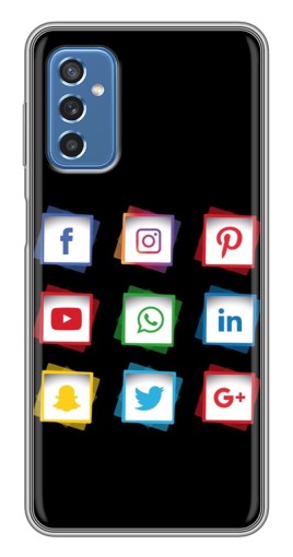 Силиконовый чехол с изображением "Иконки на черном" для Samsung Galaxy M52 5G (M526)