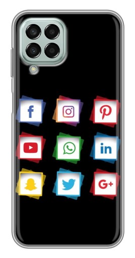 Чехол с картинкой "Иконки на черном" для Samsung Galaxy M33 (5G) (M336B)