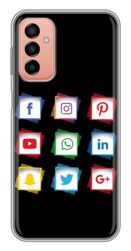 Чехол с печатью "Иконки на черном" для Samsung Galaxy M23 (5G)