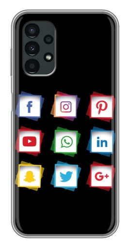 Чехол с картинкой "Иконки на черном" для Samsung Galaxy A13 (5G)