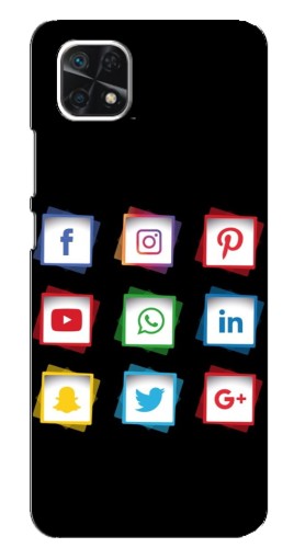 Чехол с печатью "Иконки на черном" для Samsung Galaxy A22 5G