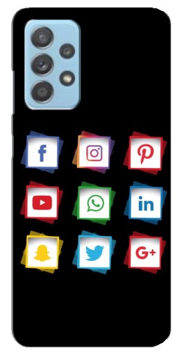 Чехол с принтом "Иконки на черном" для Samsung Galaxy A23
