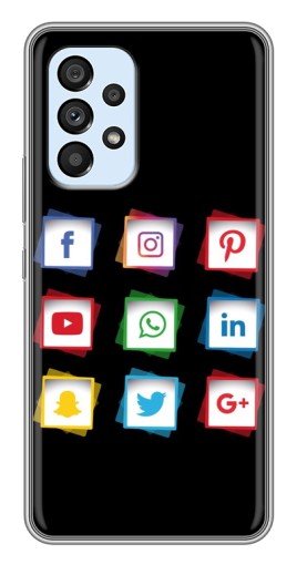 Силиконовый чехол с изображением "Иконки на черном" для Samsung Galaxy A33 (5G)