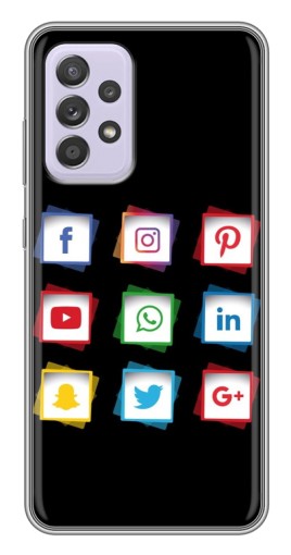 Силиконовый чехол с изображением "Иконки на черном" для Samsung Galaxy A52s 5G (A528)
