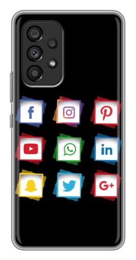 Силиконовый чехол с изображением "Иконки на черном" для Samsung Galaxy A53 (5G)