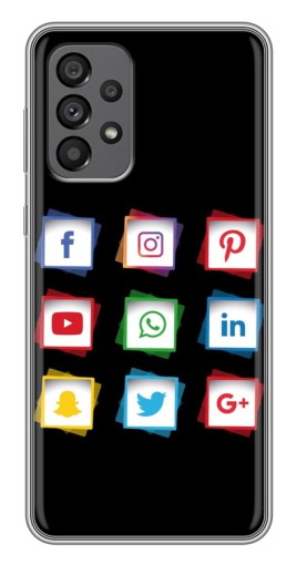 Чехол с принтом "Иконки на черном" для Samsung Galaxy A73 (5G)