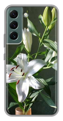 Силиконовый чехол с изображением "Белые лилии" для Samsung Galaxy S22