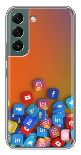 Чехол с принтом "Иконки соц сетей" для Samsung Galaxy S22