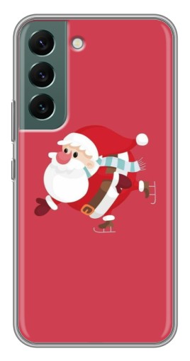 Силиконовый чехол с изображением "Дед Мороз на коньках" для Samsung Galaxy S22 Plus