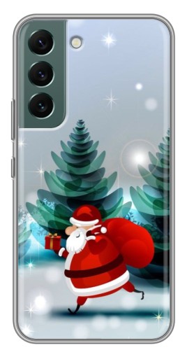 Силиконовый чехол с изображением "Дед Мороз с подарком" для Samsung Galaxy S22 Plus