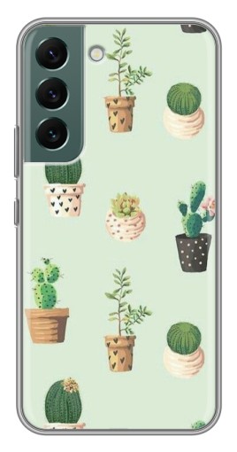 Чехол с картинкой "Кактусы в горшочках " для Samsung Galaxy S22 Plus